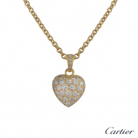 Cartier 18k Yellow Gold Diamond Set Heart Pendant
